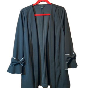 Alfani black long sleeve jacket with bell cuff and a bow. Size medium.